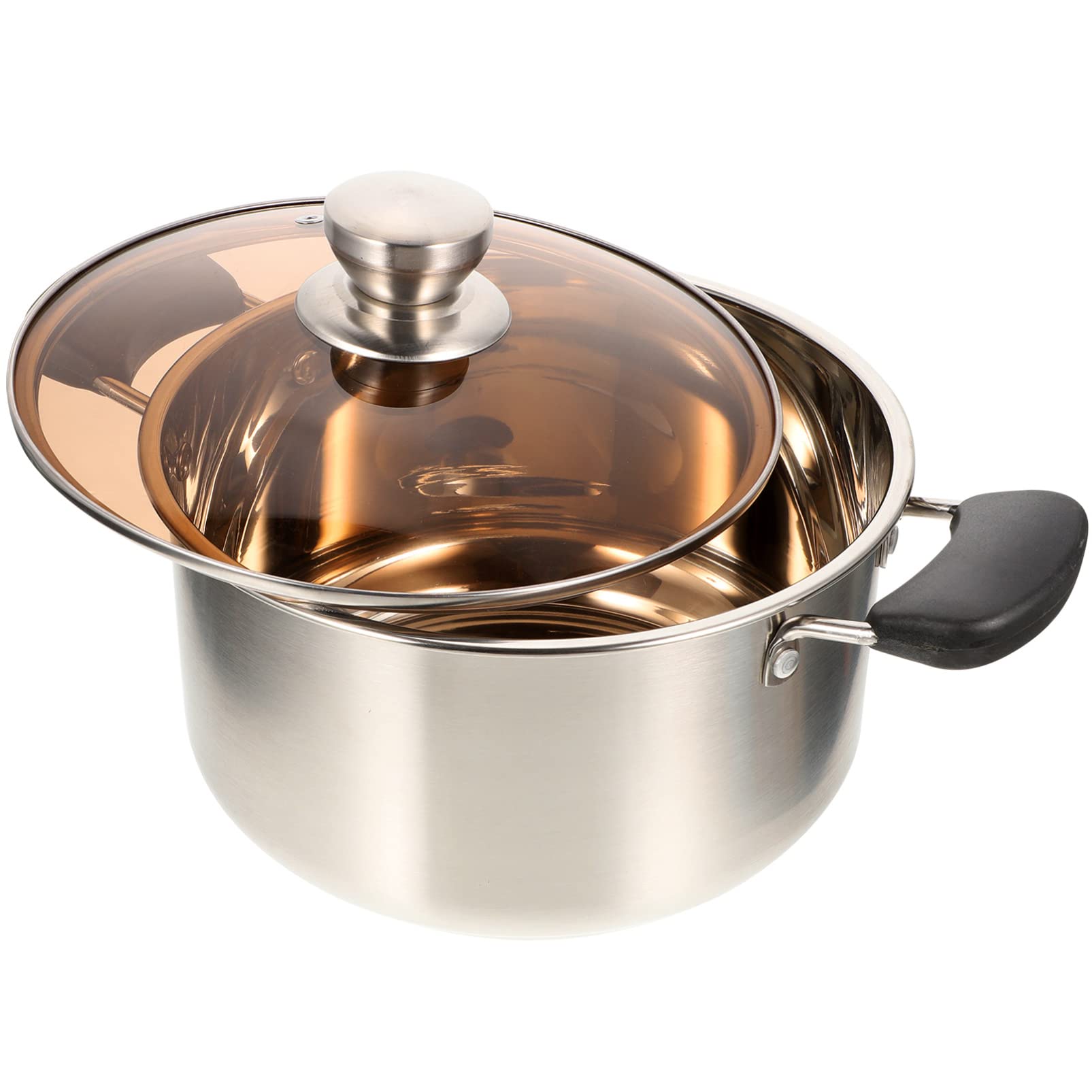 ANSNOW Milk Pot Stainless Steel Soup Pot Cooking Pot Caraway Cookware Butter Warmer Pan Stew Pot Small Steam Pot Cookware Stockpot Induction Pot Saucepan with Cover Coffee Pot