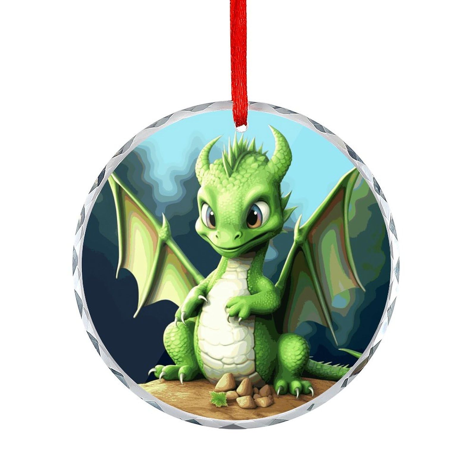 Fodpand Women's Style Dragon Cute Round Glass Ornament Keepsake Gift Exchange Ideas Car Decor,Christmas Ornaments For Tree Window Garden Ornaments