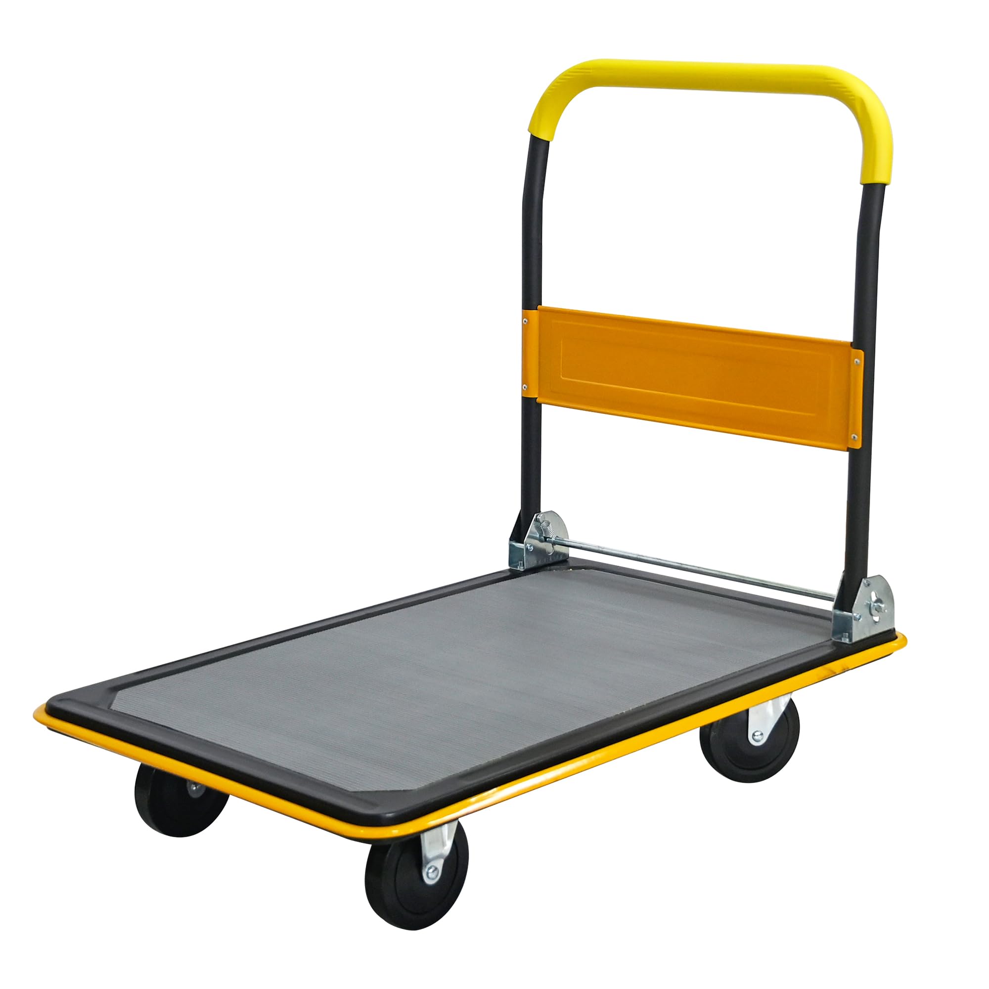 Foldable Push Cart Platform Cart 330lbs Capacity, Heavy Duty Steel Platform Truck Cart, 360 Degree Swivel 4 Wheels, Small Flatbed Hand Cart (Black 660
