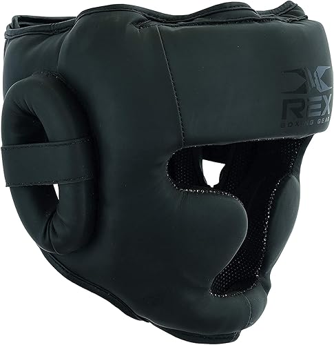 REX - Casco de boxeo, artes marciales de artes marciales, hecho de cuero Rex Muay Thai con acolchado grueso