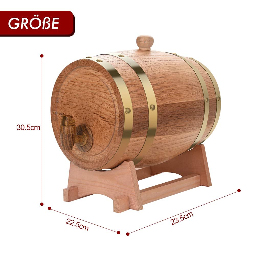 Cocoarm Barril de Roble de 3 Litros para Vino y Whisky, Dispensador para Guardar Bourbon y Tequila, Ideal para Casa, Bar, Fiesta y Banquete