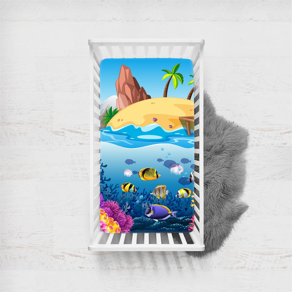 Odot Cot Bed Sheets, Bedside Cribs Fitted Sheets for Boys and Girls, Baby Bed Sheets Cot Bed Mattress Protector, Bassinet Sheets, Easy Care Soft and Dureable (140x70cm,Tropical)
