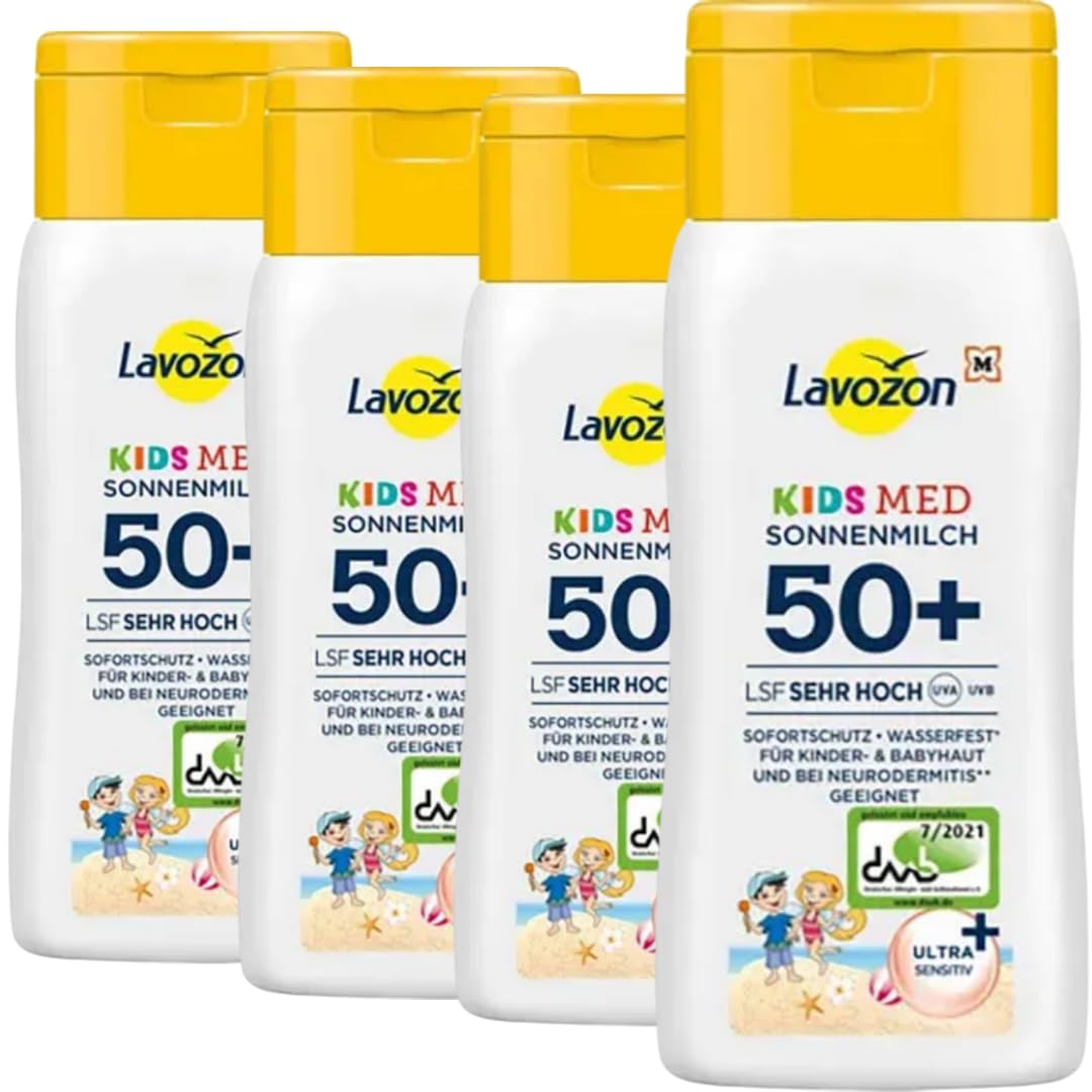 LAVVOZON Sonnencreme Kids MED Roll-On, LSF 50+, 200 ml, wasserfest, 4 Er