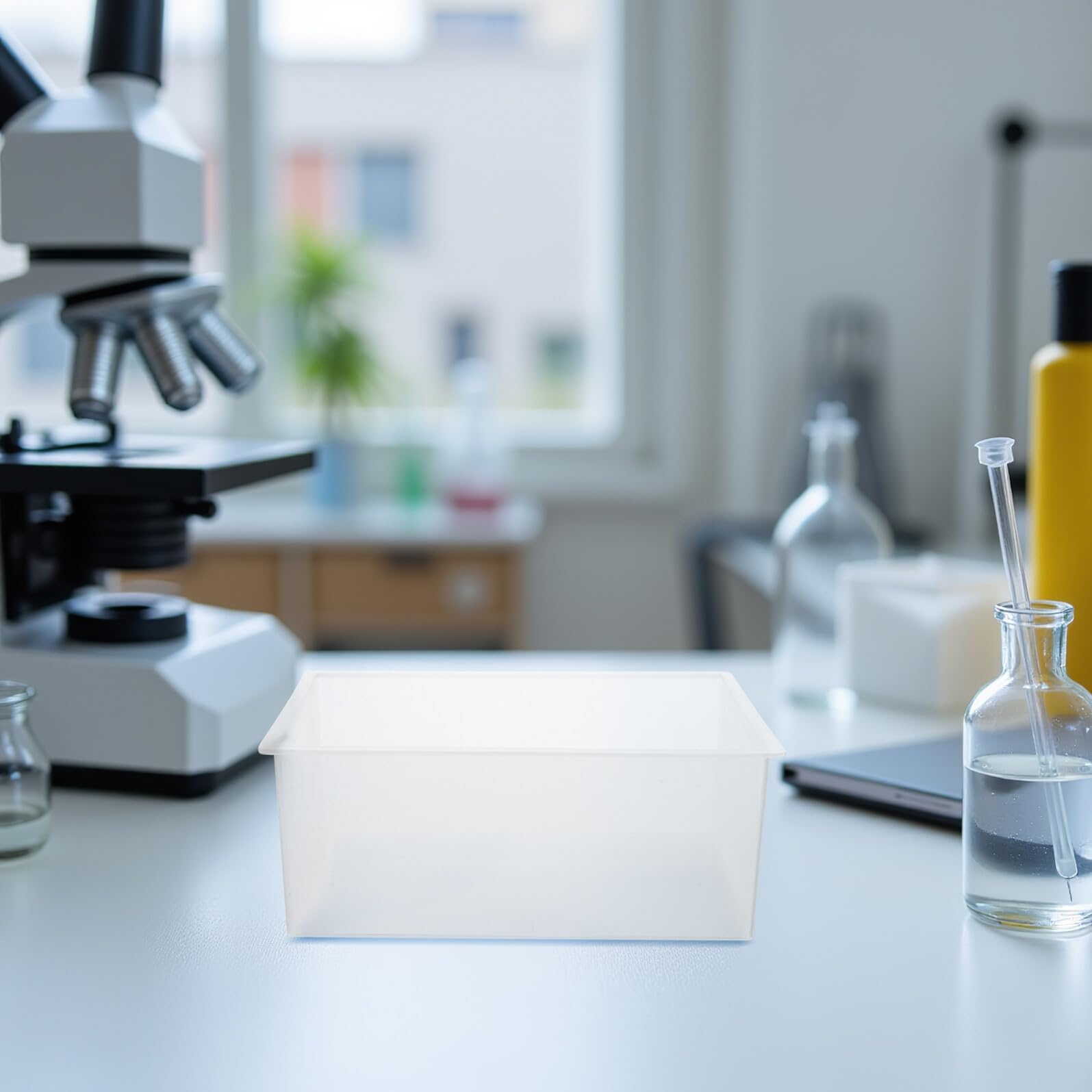 Gatuida 4 Pezzi Bacinelle in Plastica Trasparenti per Laboratorio Resistenti Prodotti Chimici Vaschetta Quadrata Salvaspazio per Pulizia Strumenti e Contenimento Sperimentale