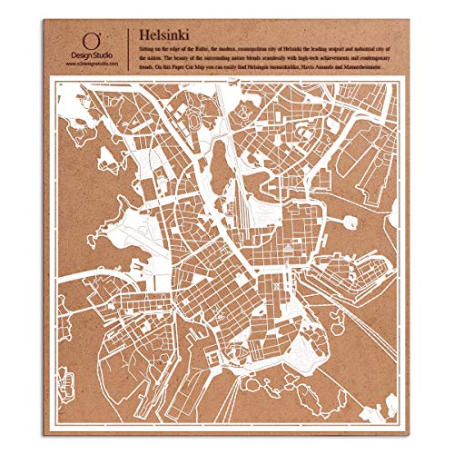 Helsinki carte découpée papier blanc d'art pour salon moderne 30x30 cm