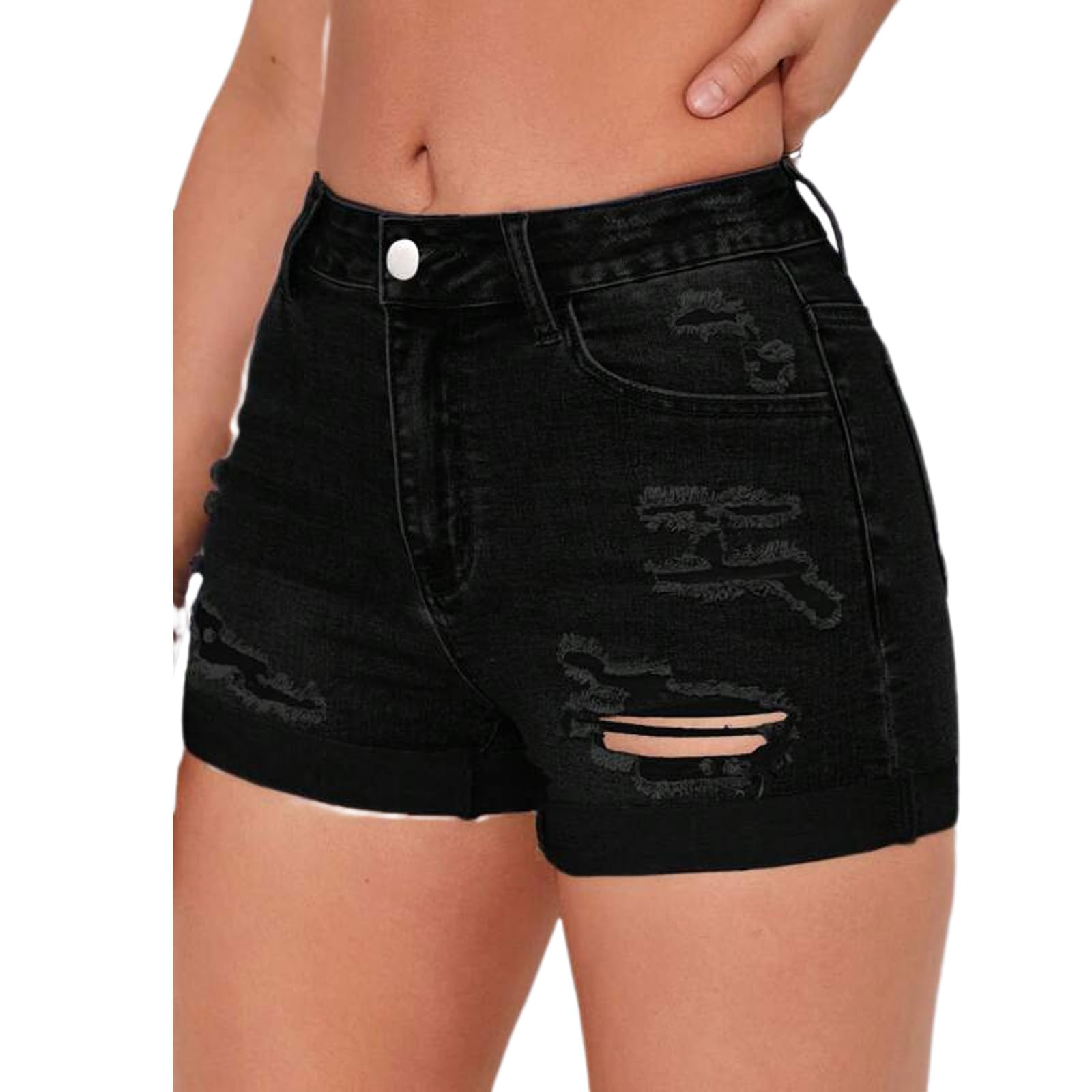 Ripped Black Jean Shorts