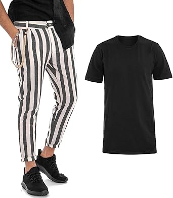 Giosal Outfit – Camiseta Negra de un Solo Color, Pantalones a ...