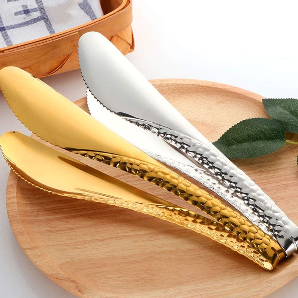 Pinzas Cocina Las pinzas de comida de acero inoxidable son adecuadas for herramientas de cocina en cocinas y restaurantes, oro, plata, arco iris 1, arco iris 2, arco iris 3, negro, púrpura, o