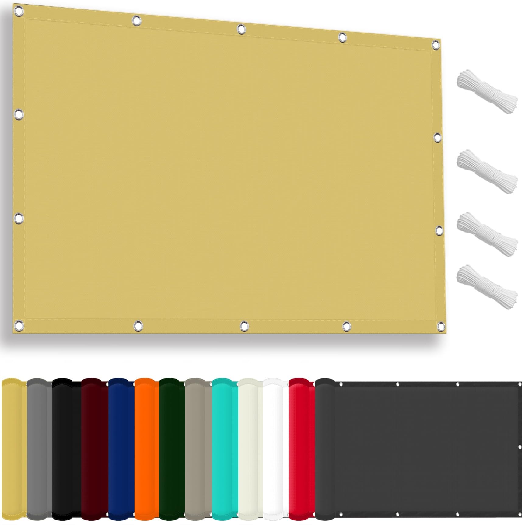 Filet solaire 175 x 270 cm avec protection 98% UV imperméable jaune sable