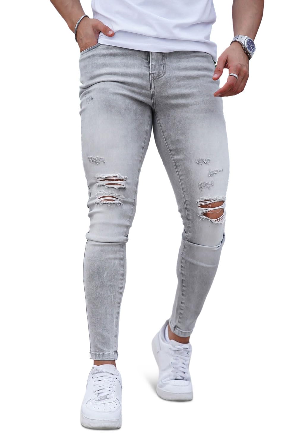 GINGTTO Mens Skinny Jeans Stretch Ripped Jeans Pants Men