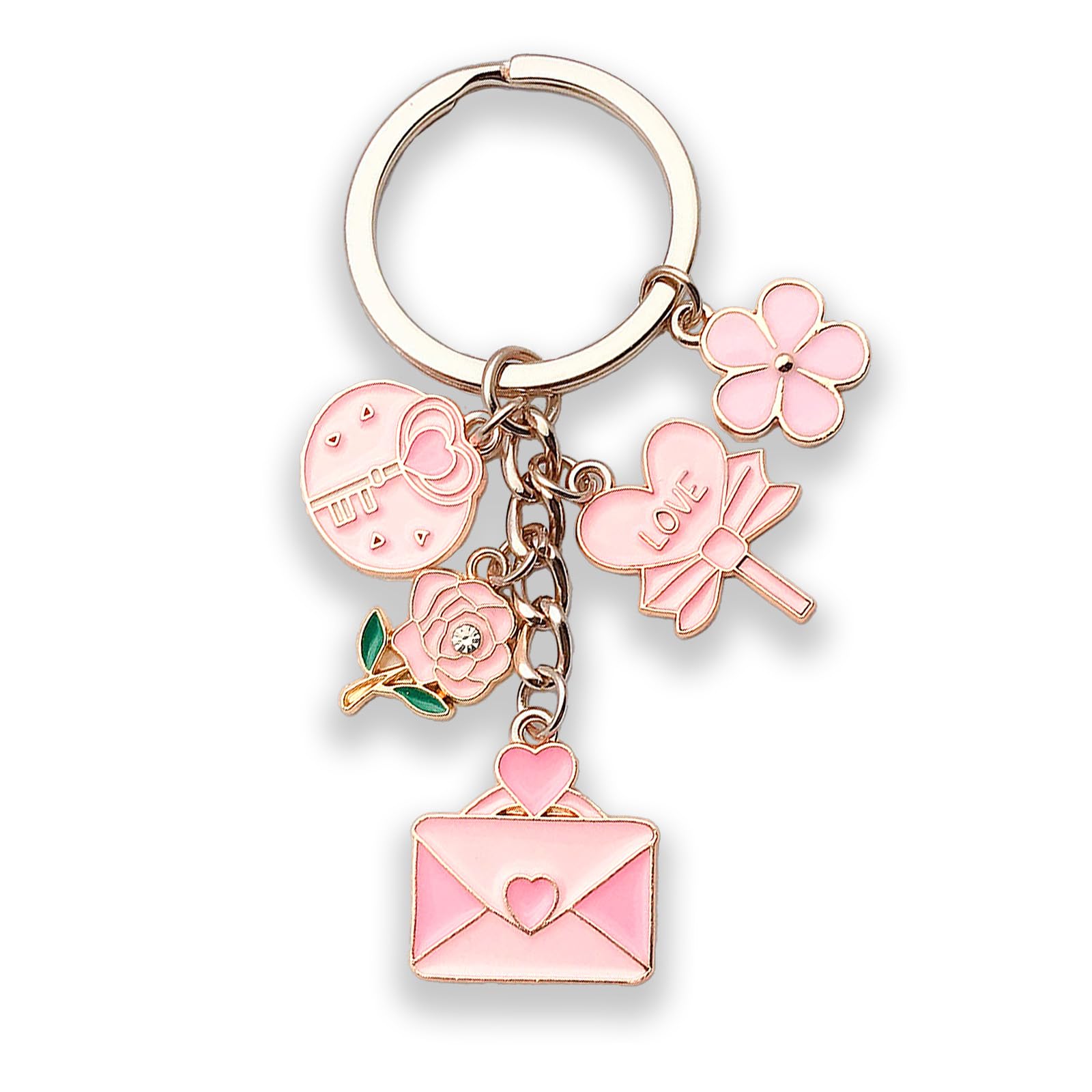 Zynara Rosa Umschlag Schlüsselanhänger, Herz Schlüsselanhänger, Geschenk für Frauen, Mädchen, Freundin, Mutter, Valentinstag