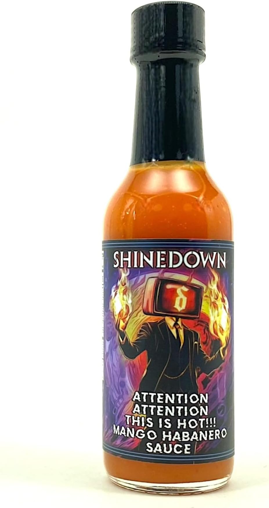 Shinedown Mango Habanero Hot Sauce aka Attention, Attention, This is Hot! 5oz Heat Level 5 - Torchbearer Sauces All Natural, Extract-Free, Made in USA