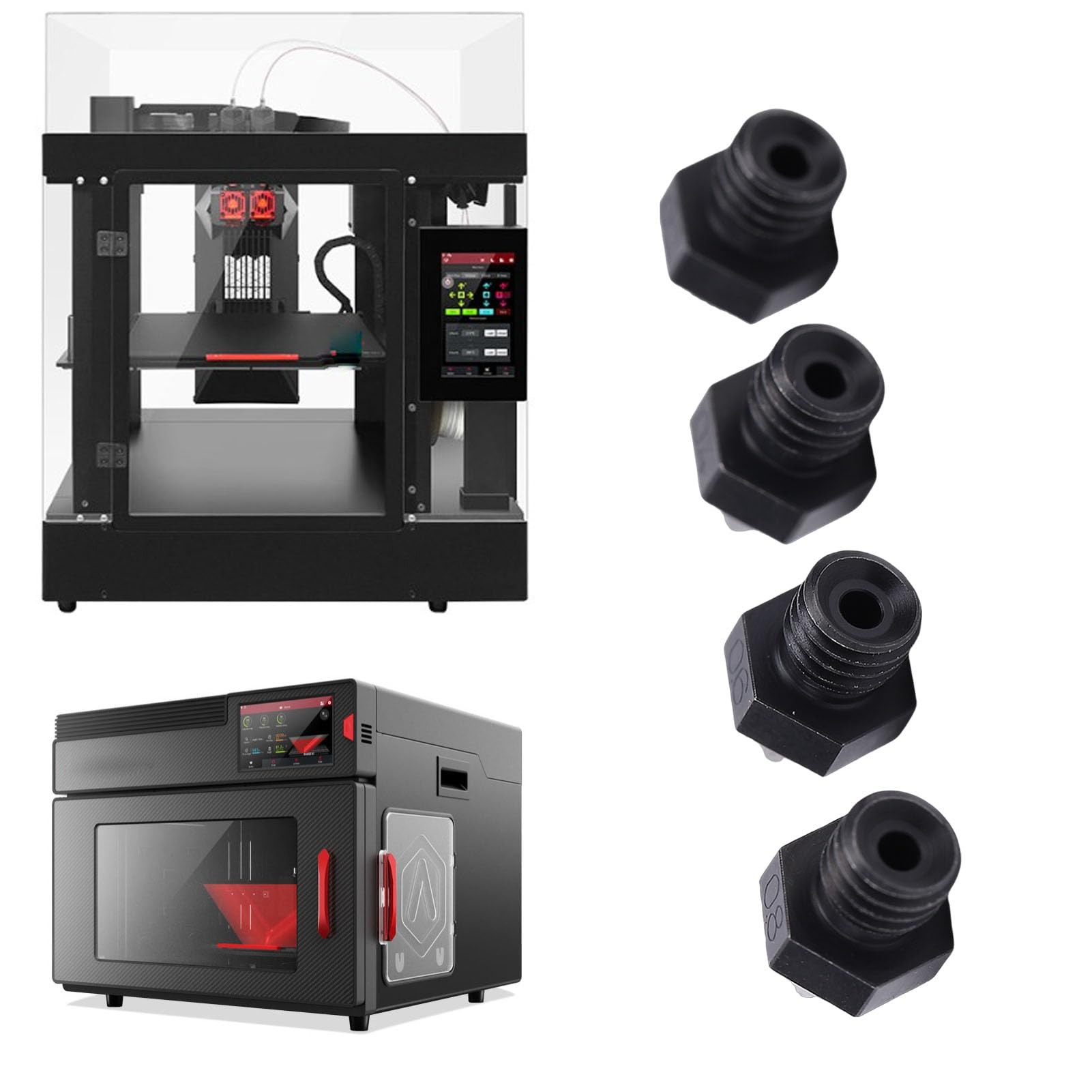 FTVOGUE Zestaw Dysz do Drukarki 3D ze Stali Hartowanej | 0,2 mm 0,4 mm 0,6 mm 0,8 mm, odporność na wysoką temperaturę, dla Raise3D serii N Pro2 Pro3 E2