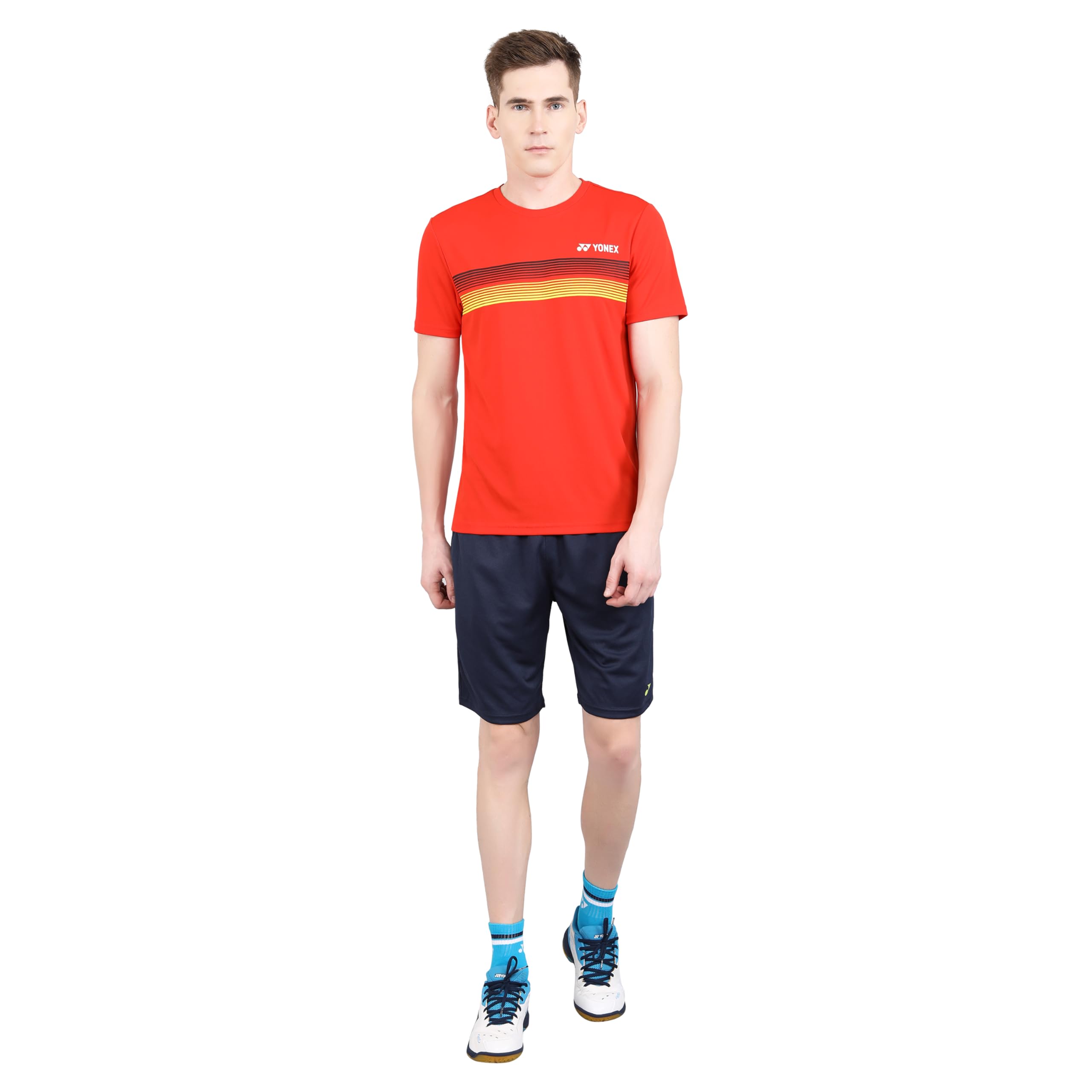 Badminton Apparel Tshirt Round Neck M 2532 Fiery RED M : Amazon.in