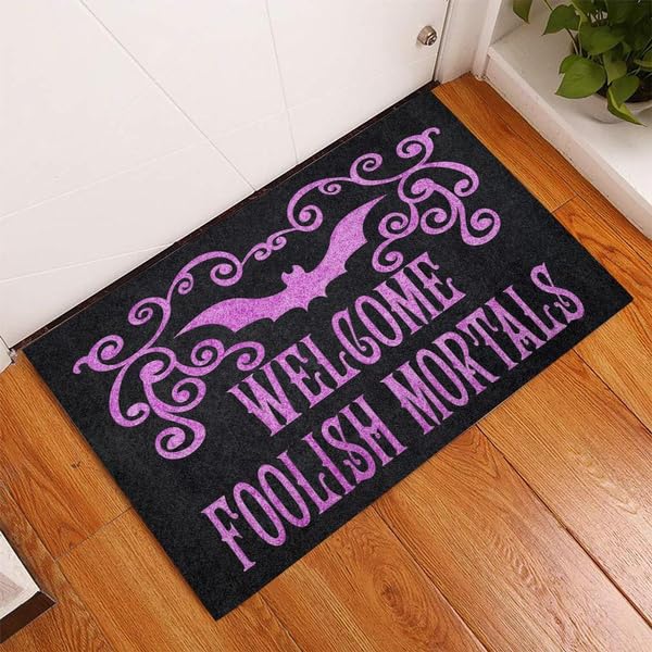 Haunted Mansion Doormat Door Mat With Non-Slip Rubber Flannel Floor Mat 24x16 Inch Halloween Decor Entrance Decor