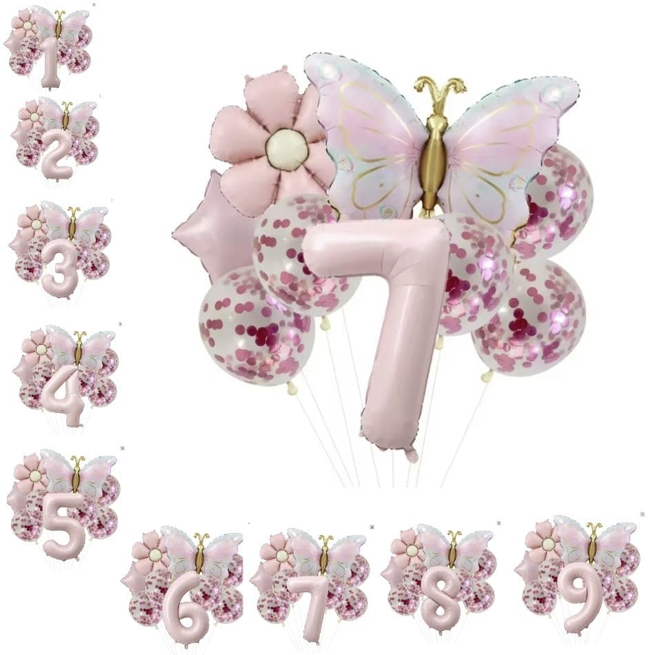 Gold Kelebek Papatyalı 7 Yaş Folyo Balon Set