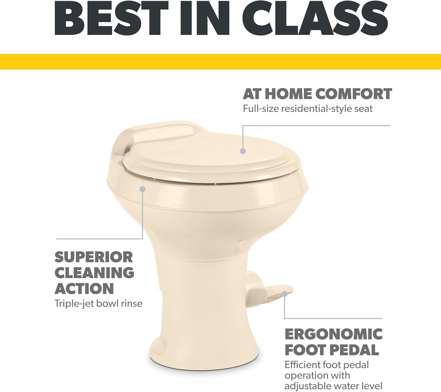 Dometic 300 Series Standard Height Toilet, Bone