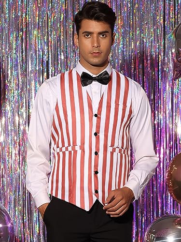 Lars Amadeus Business Vest for Men's Slim Fit V Neck Sleeveless Striped Prints Waistcoat2