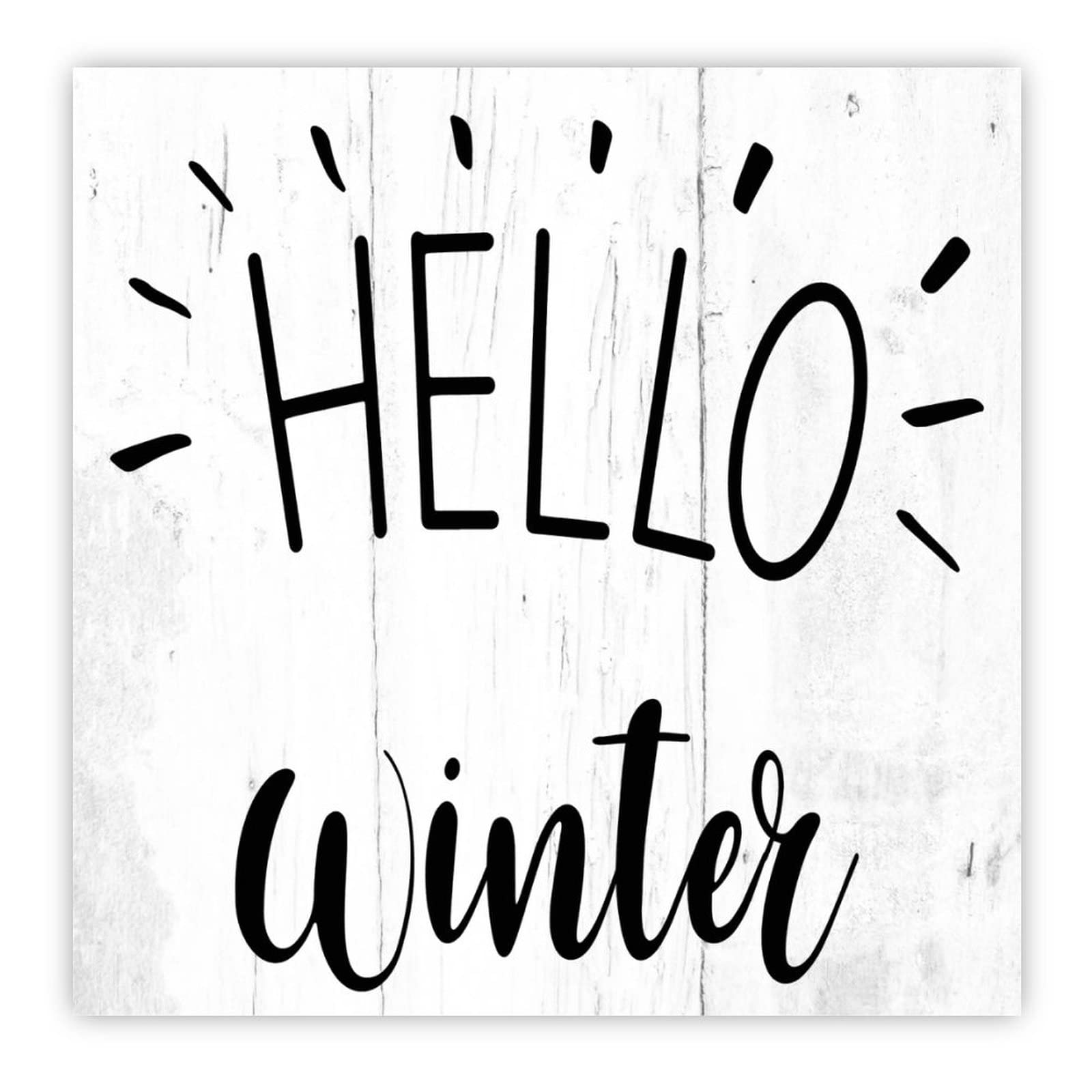 Panneau en bois Hello Winter pour décoration murale suspendue et maison rétro