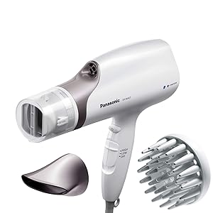 Panasonic Nanoe Salon Hair Dryer with Oscillating QuickDry Nozzle, Blow Dryer with Diffuser and Concentrator Attachments, 3 Speed Heat Settings for Easy Styling and Healthy Hair - EH-NA67-W (White)
