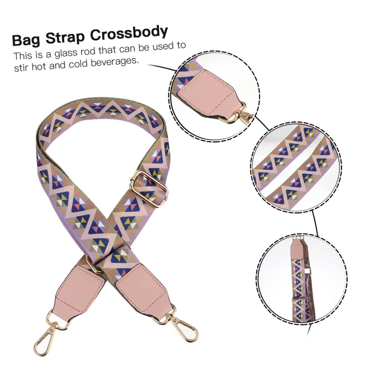 SHINEOFI 3 Piezas Correa Para Hombro De La Bolsa Cruzada Monederos Extensor De Bolsa Accesorios De Reemplazo De Bolsas De Mano Correa De Bolso Poliéster Algodón Rosa