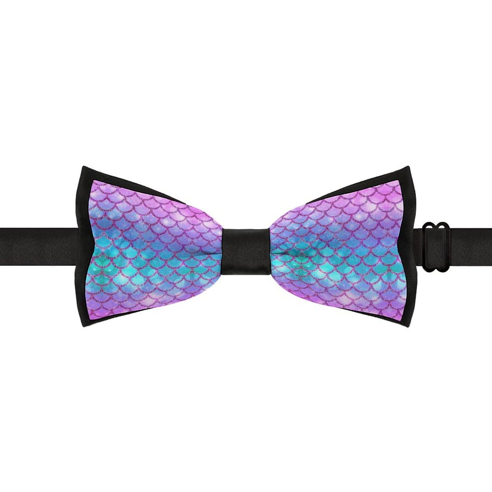 GoasNei Rainbow Mermaid Scale Bow Tie for Men Adjustable Necktie Funny Tie Neck Ties for Weddings Party