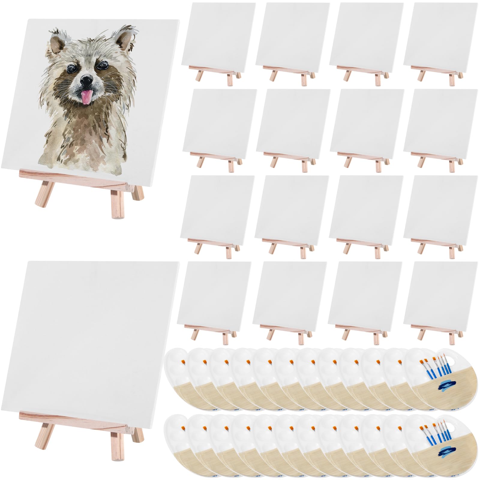 Zonon 120-teiliges Malset mit Staffeleien, Holzstaffeleien, Malleinwand, Nylon-Haarbürsten und Kunststoffpaletten mit Daumenloch, Kunstmalerei-Set für Kinder, Erwachsene, Studenten (17,8 x 24,1 cm)