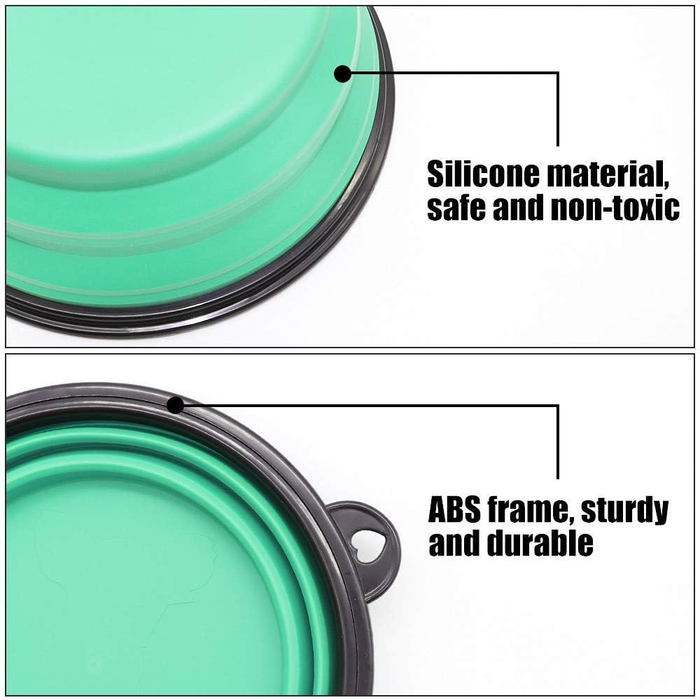 SLSON Extra Large Collapsible Dog Bowl 2 Pack, Portable Silicone Pet Feeder, Foldable Expandable for Dog/Cat Food Water Feeding, Travel Bowl for Camping, Light Blue and Green