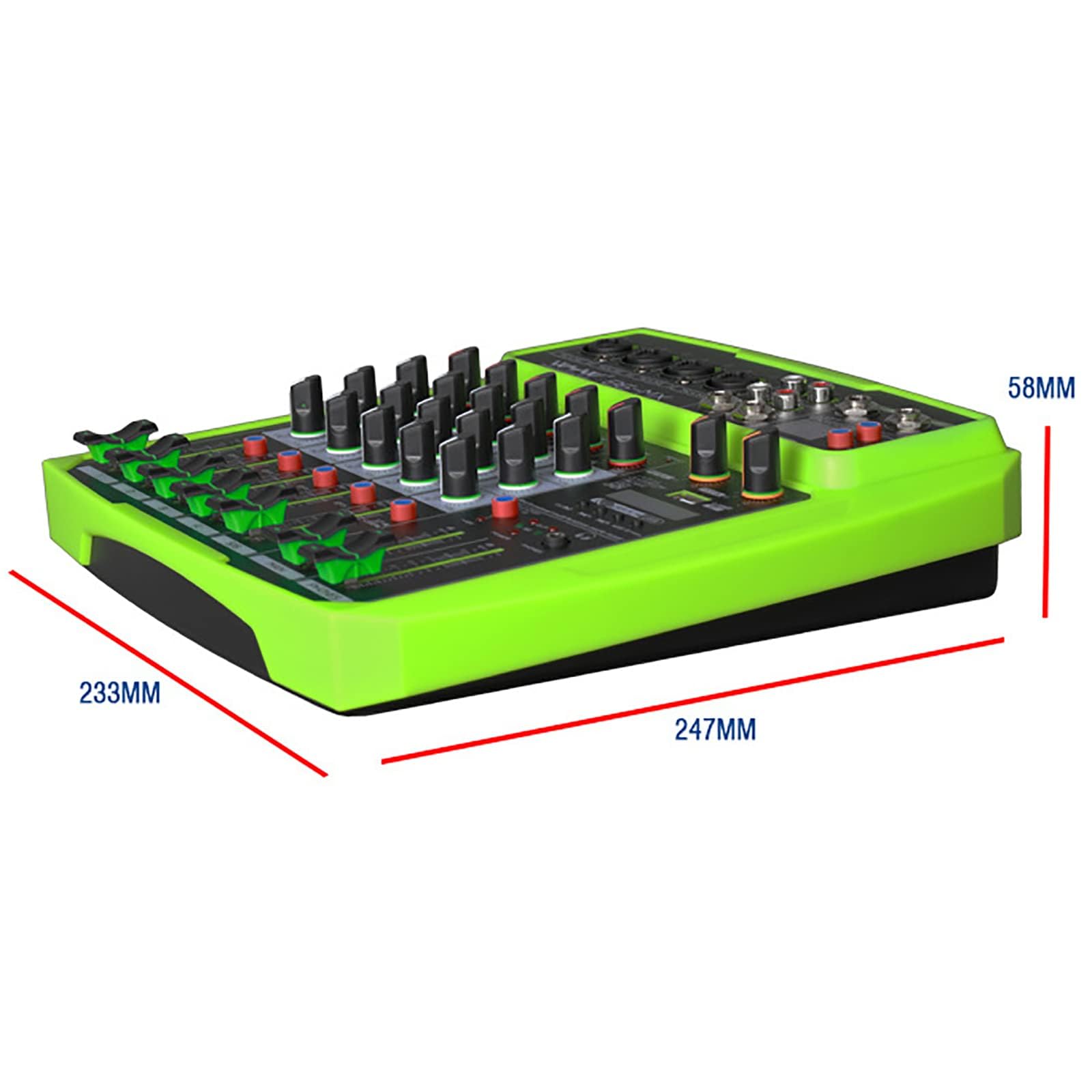 Mezclador de audio de 6 canales con Bluetooth, procesador de reverberación, alimentación Phantom de 48 V y 16 efectos DSP para transmisión en vivo, podcast y juegos