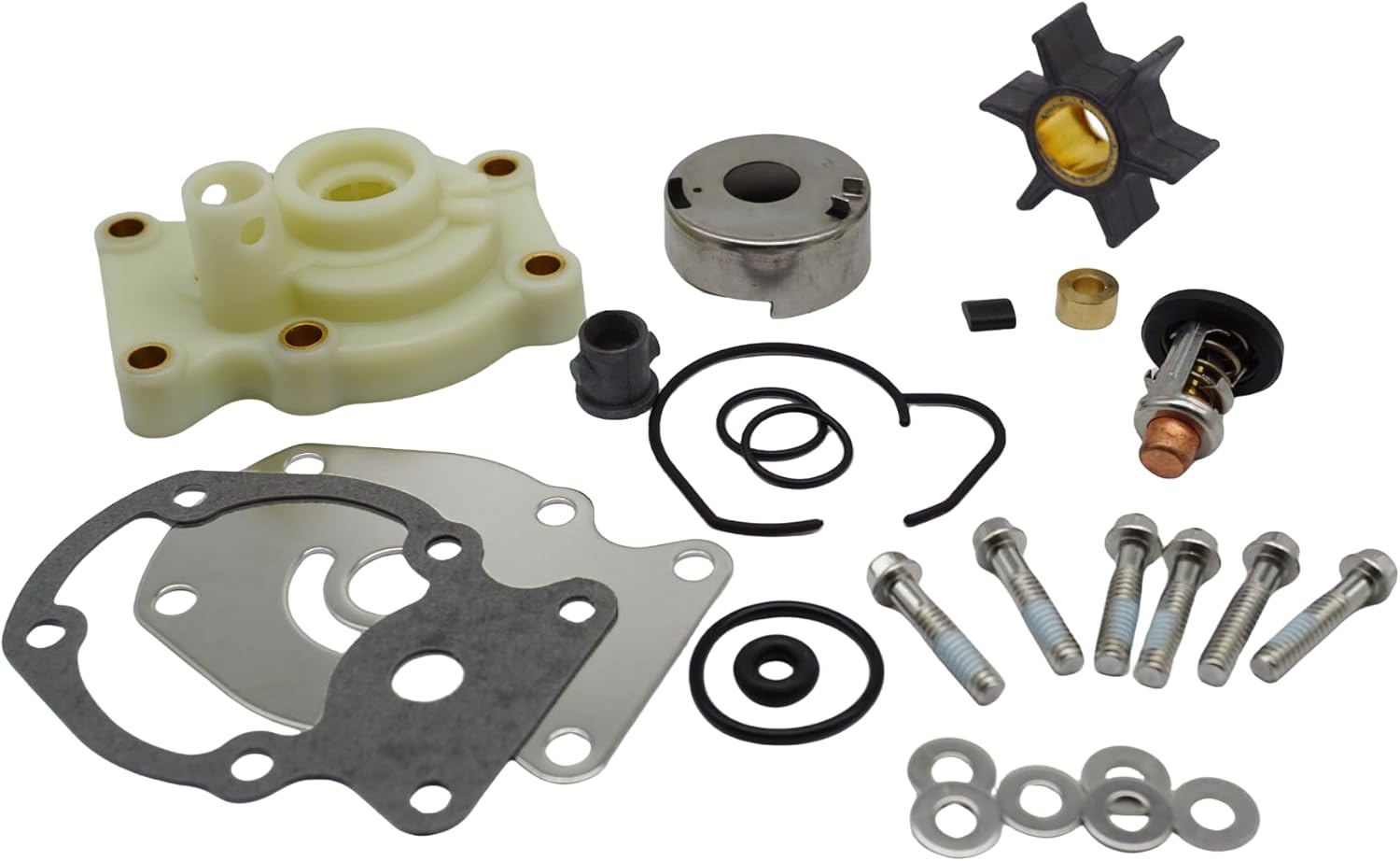 Boat Marine 0393630 Water Pump Impeller Kit with 5005440 Thermostat Kit for Johnson Evinrude OMC Outboard 20 25 30 35 HP Engine Motors Replace 393630 18-3382 18-3543
