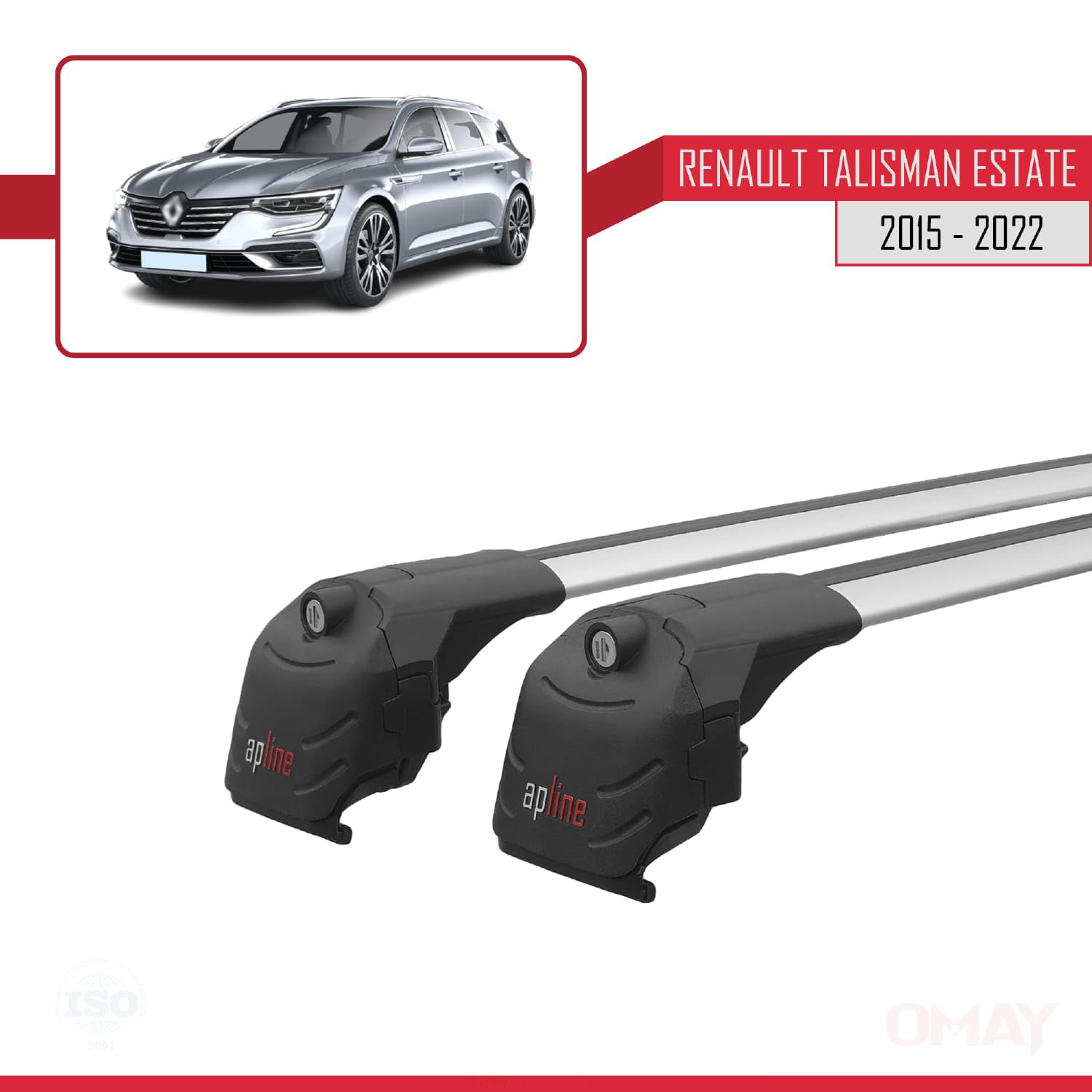 RE&AR Tuning Compatible con Renault Talisman Familiar 2015-2022 Ace-2 Barras de Techo Auto Portaequipajes Barras Transversales Gris Aluminio 2 Barras