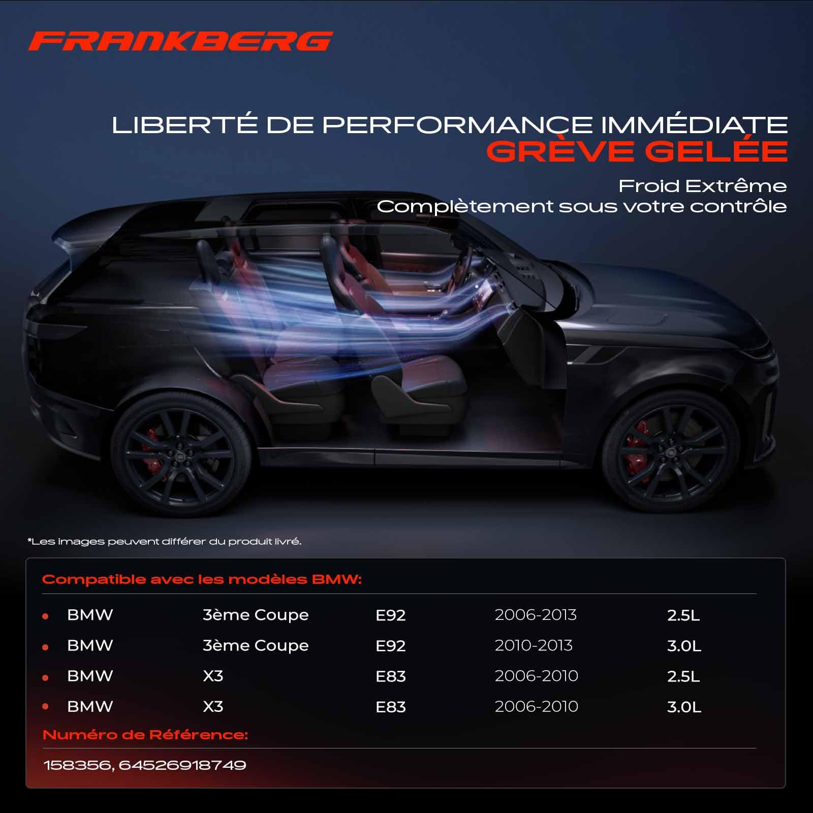 Frankberg Compresseur de climatisation avec embrayage, essence, | 64526918749 Compatible avec: Coupé Série 3 E92, X3 E83
