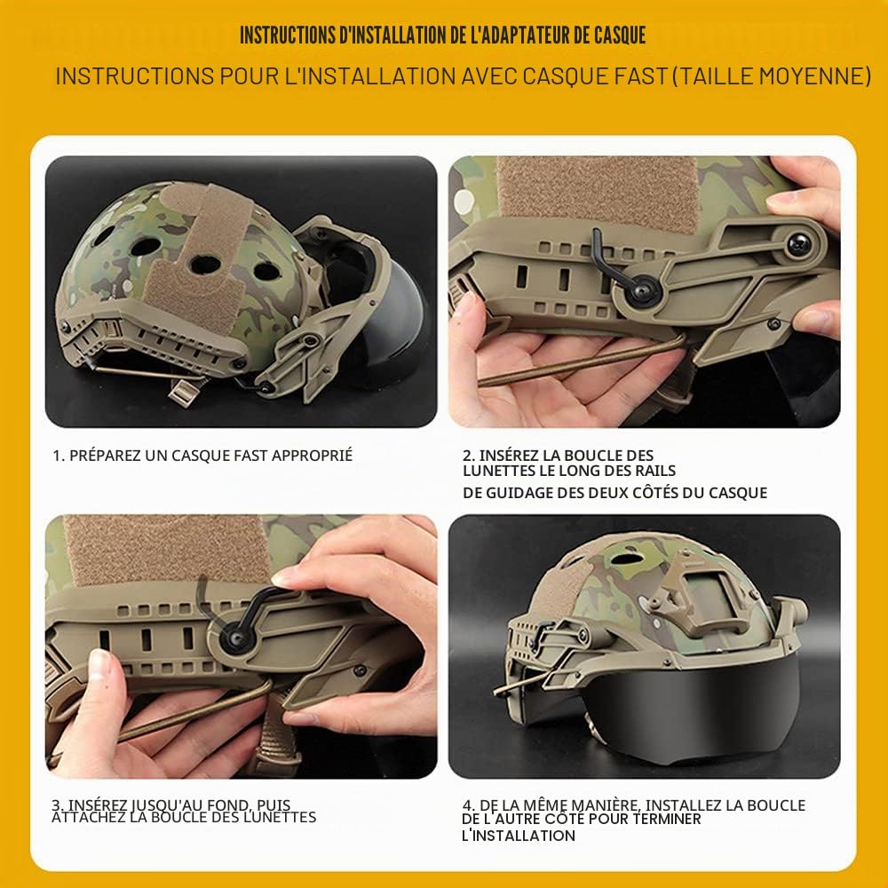 ACEXIER tactique Airsoft casque lunettes Guide Rail masque pour casque rapide rabattable masque de protection coupe-vent Anti-buée Airsoft jeu de guerre