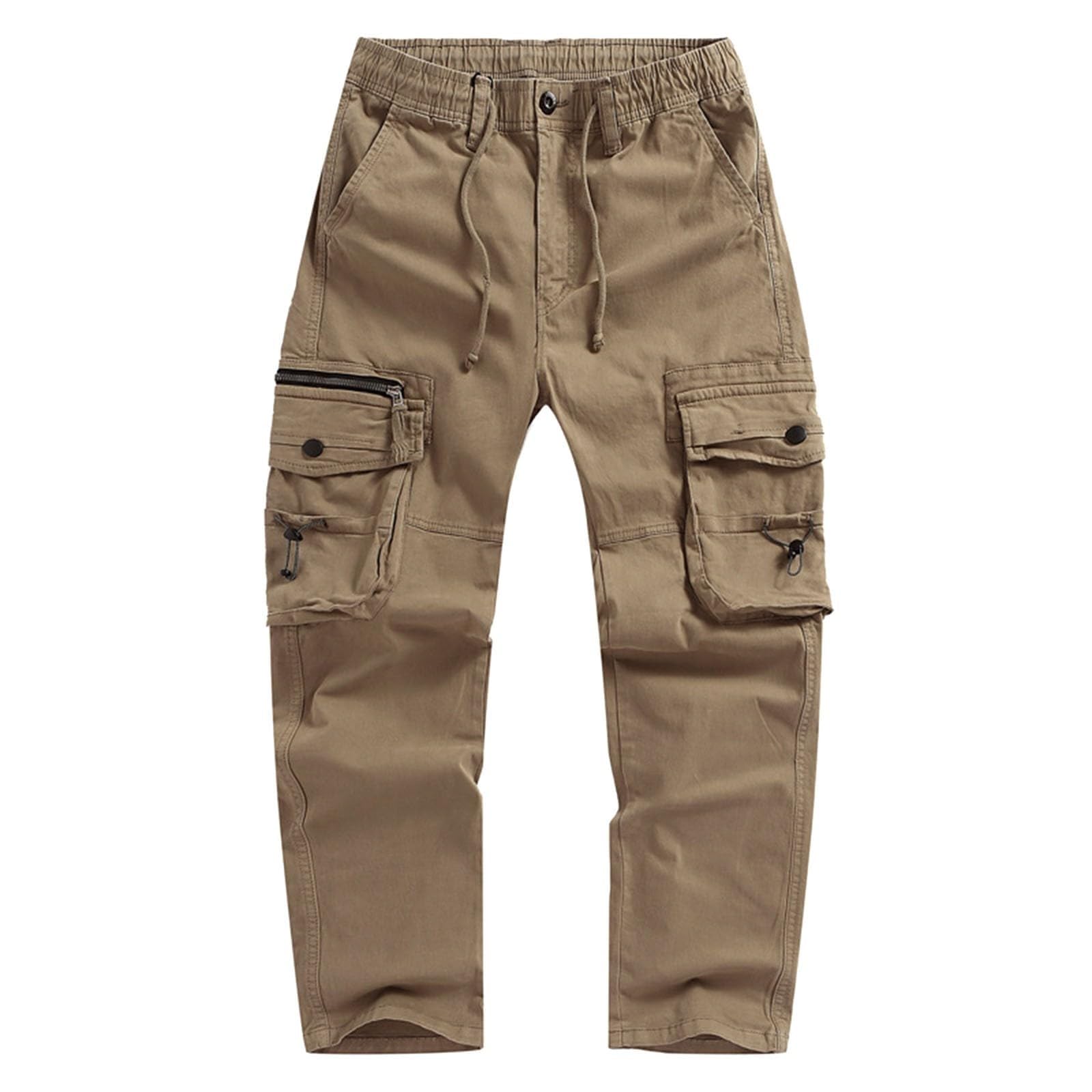 CHUNOTU - Pantalones de trabajo para hombre, cintura elástica, casuales, pantalones deportivos sueltos, pantalones de chándal de ajuste regular, pantalones cargo de combate y senderismo
