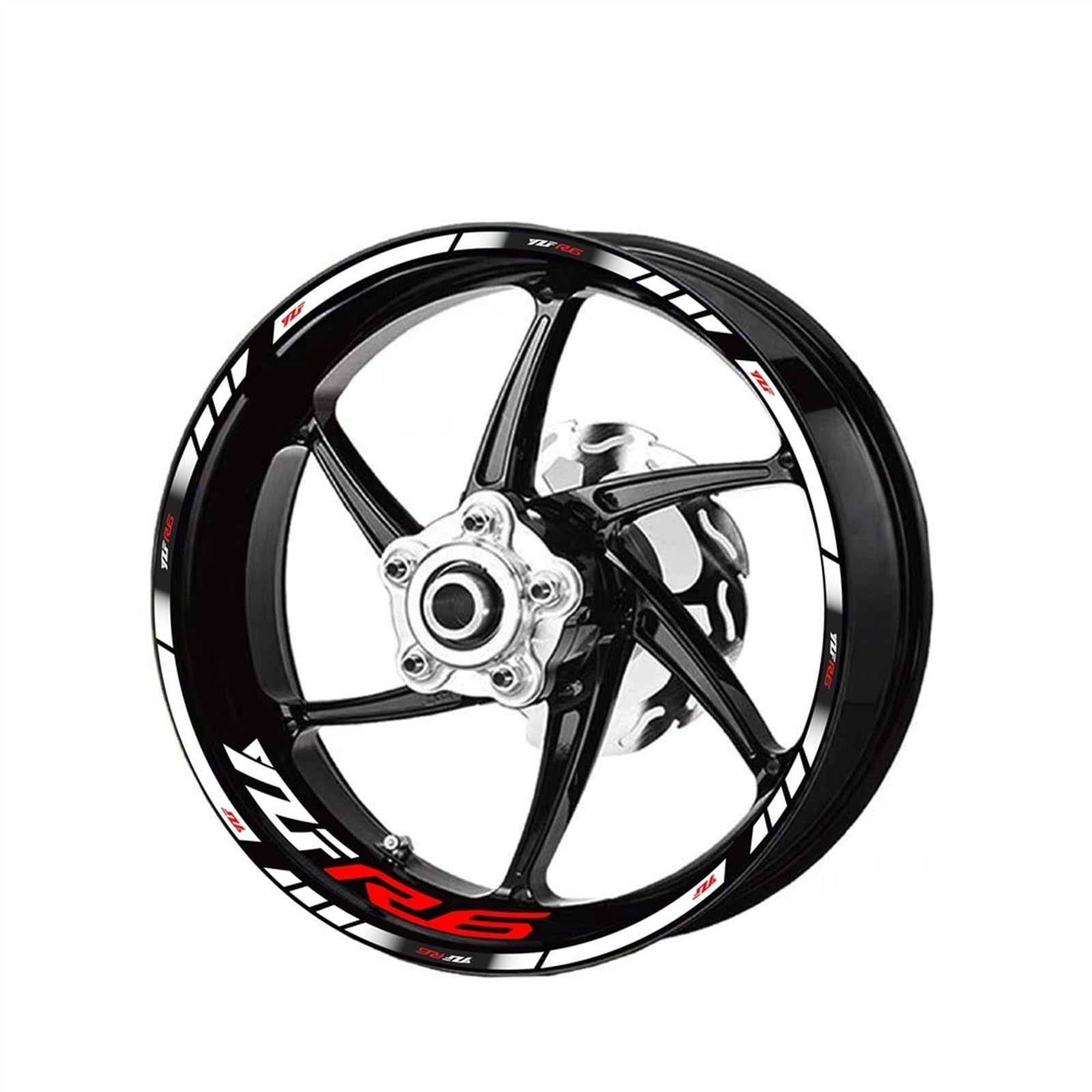 Motorcycle Inner and Outer Wheel Hub Decal Decorative Rim Waterproof Reflective Sticker for Yamaha YZF R6 Decorative(Color5)