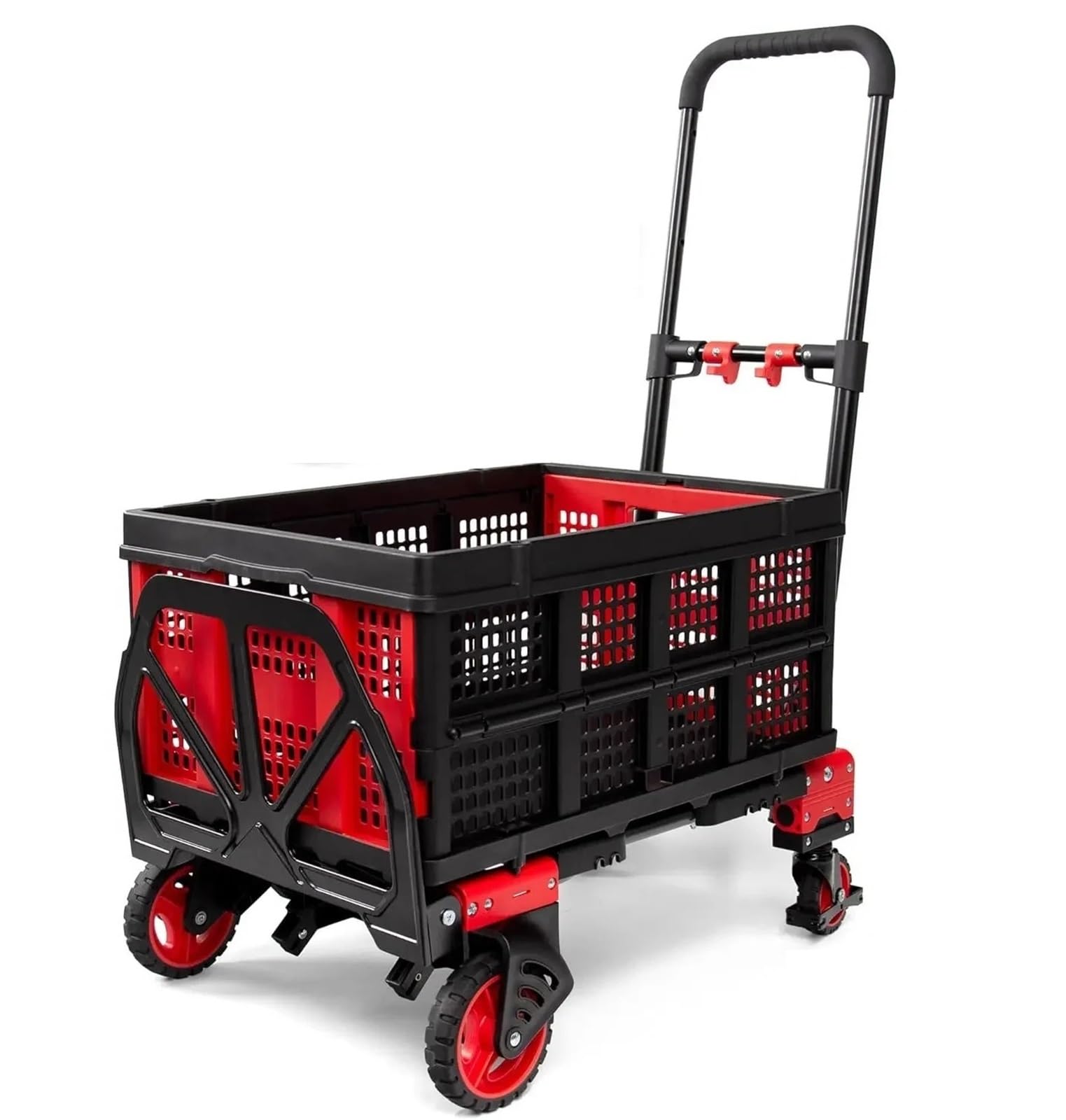 Trolleys Chariots de manutention Diable avec Panier, Chariot à Main capacité, Diable avec poignée rétractable, Chariot Pliant avec Roues