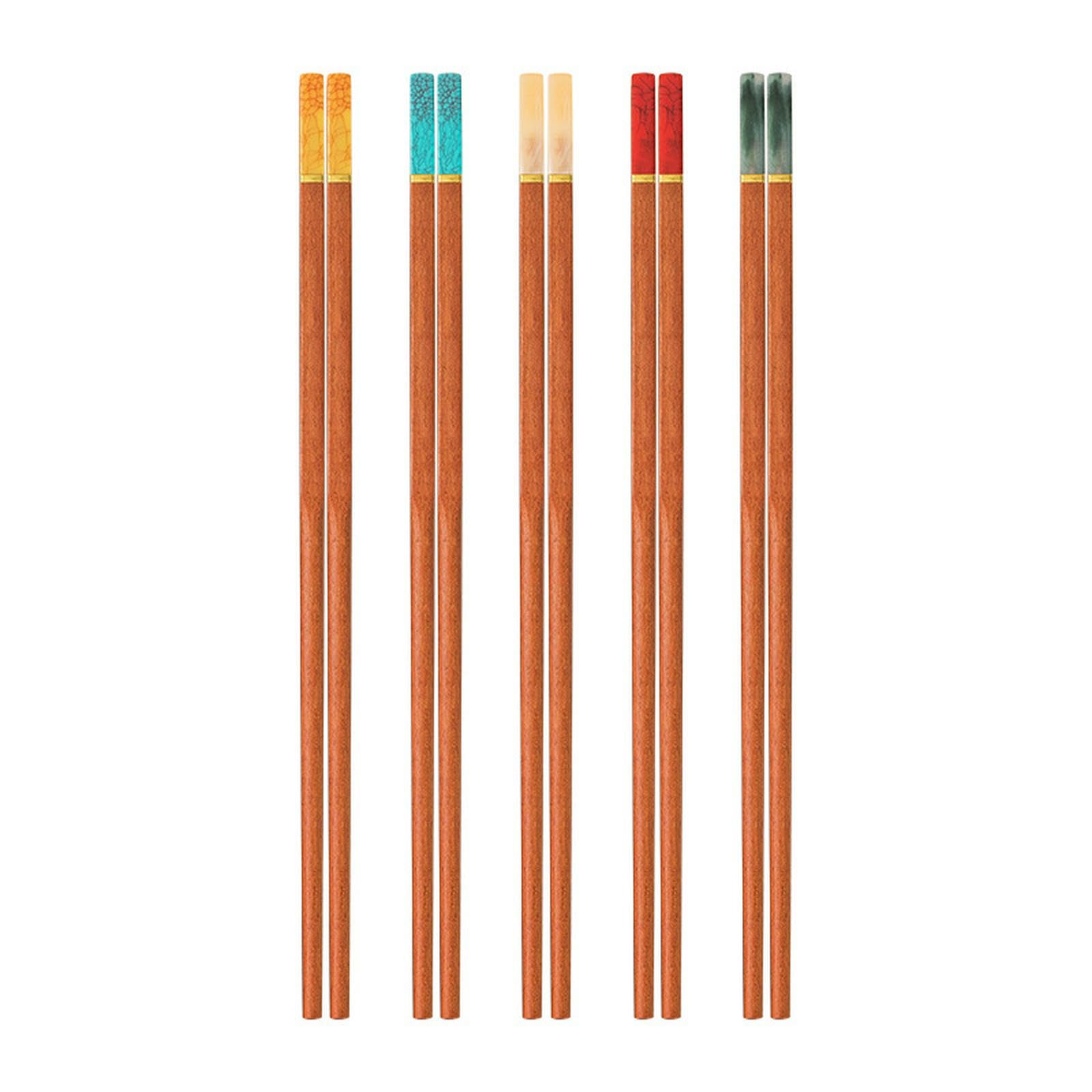 Lot de 10 paires de baguettes chinoises en céramique haute température, vaisselle simple et créative pour un usage domestique - Doré