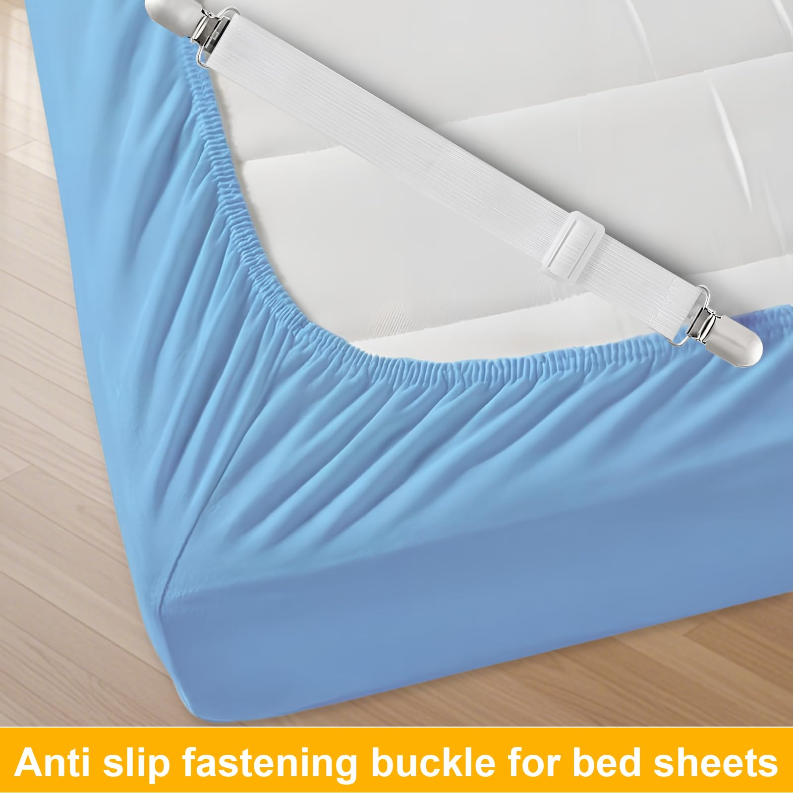 Colexy Bed Sheet Clips-10 pcs White, 50-230cm Adjustable Bed Sheet Straps - Image 3