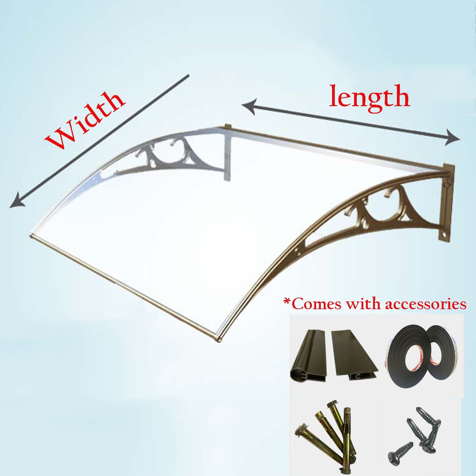 Pensilina Da Esterno In Policarbonato - 100x150cm, Trasparente, Per Porte, Finestre E Balconi - Foto 12