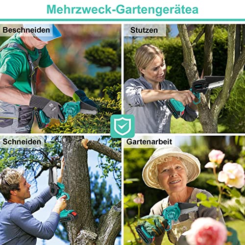 Mini Kettensäge mit Akku, 4-Zoll und 6-Zoll 2-in-1 26v nahtl ose Konvertierung Elektrische Kettensägen-set… – Bild 7
