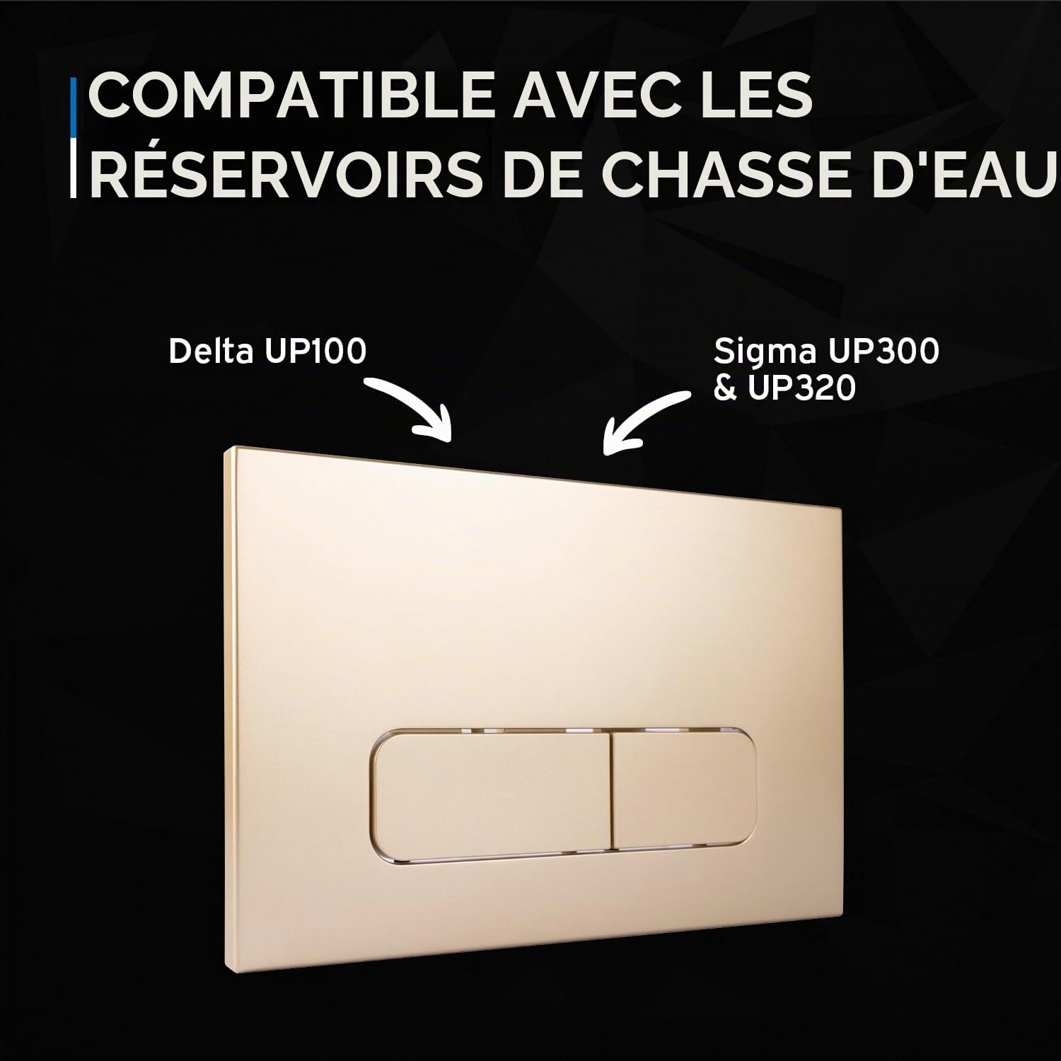kör4u Plaque de déclenchement pour réservoir de chasse Geberit Sigma UP300, UP320 et Delta UP100, bouton arrondi (champagne doré)