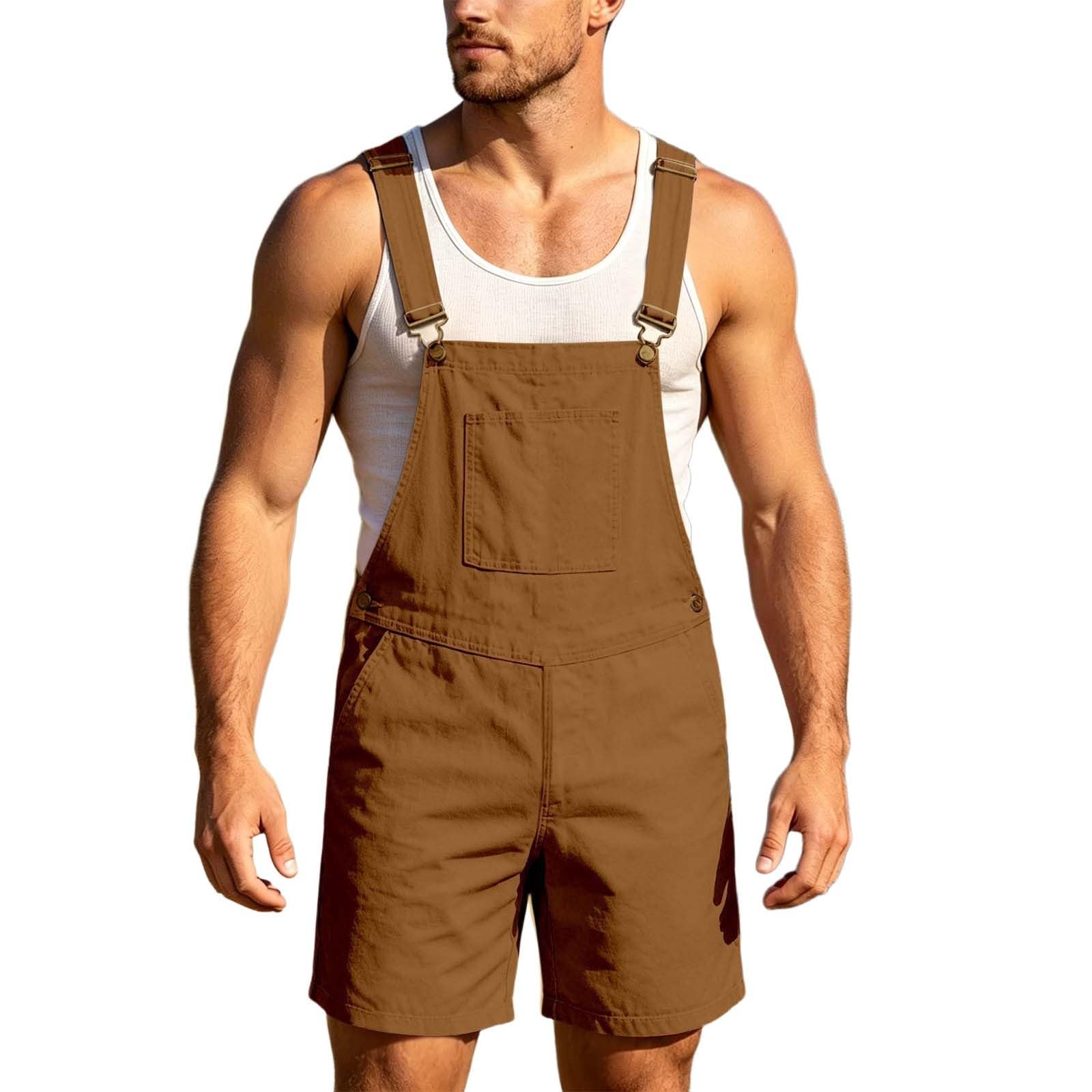 Pantalones vaqueros de trabajo para hombre, mono de algodón, pantalones cortos de trabajo, corte holgado, mono vaquero con bolsillos, ropa de calle, pantalones vaqueros ajustables