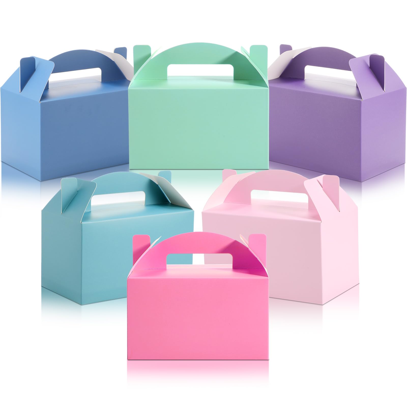 Skyygemm 24 Pcs Easter Gable Gift Box Colorful Paper Candy Snack Goodie Cake Treat Boxes for Birthday Wedding Party Favors, 6 x 3.5 x 3.5 Inch(Mermaid)