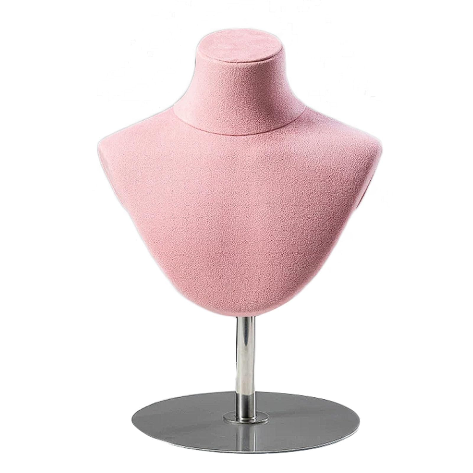 WxuuLTGJR Bracelets Jewelry Display Stand Suede Jewelry Easel Holder Adjustable Height Necklaces Tower Organizer Rack Mannequin Neck(Rose,Silver round)