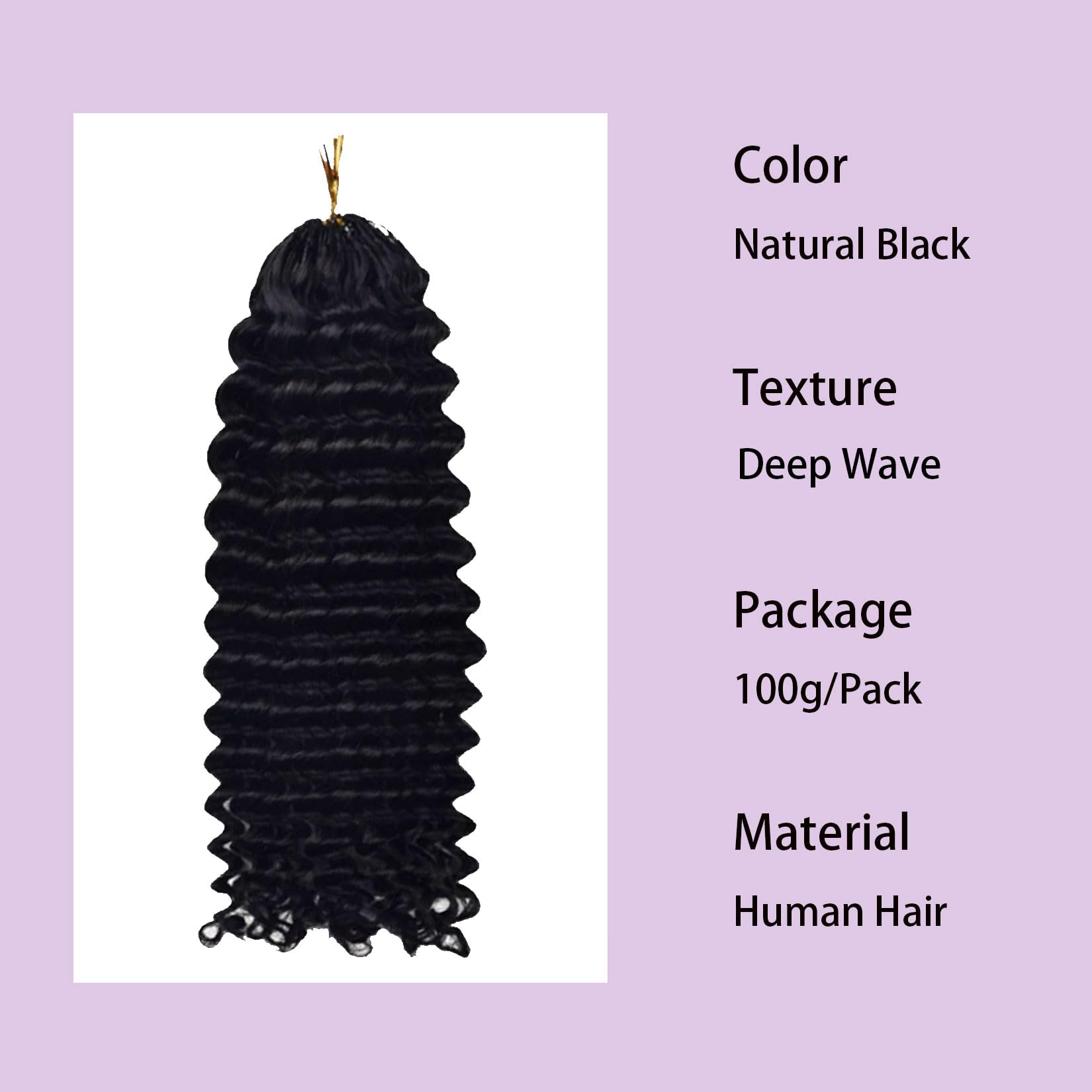 Deep Wave Kinky Curly Feather Crochet Zopf Echthaarverlängerungen Knotless Vorgeeichte Crochet Jungfräuliches Flechthaar Unsichtbare Zöpfe Haarbündel für schwarze Frauen,#1b,16inch