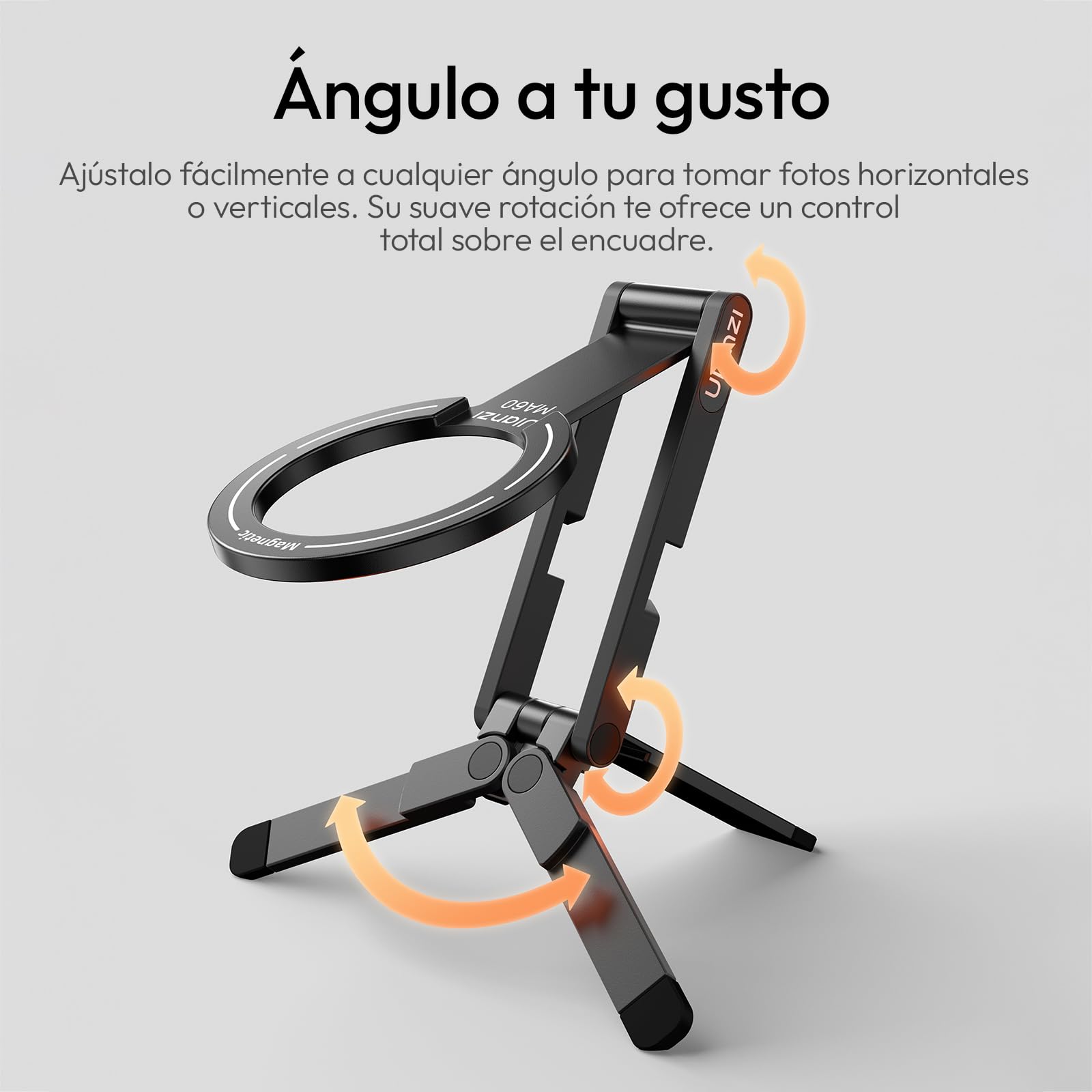 ULANZI MA60 Soporte Magnético para iPhone, Mini Trípode de Aluminio 3 en 1, Soporte Plegable para Teléfono Móvil, Imán Doble de 14N, Compatible con iPhone 17 16, 15, 14, 13, 12 Magsafe, Negro