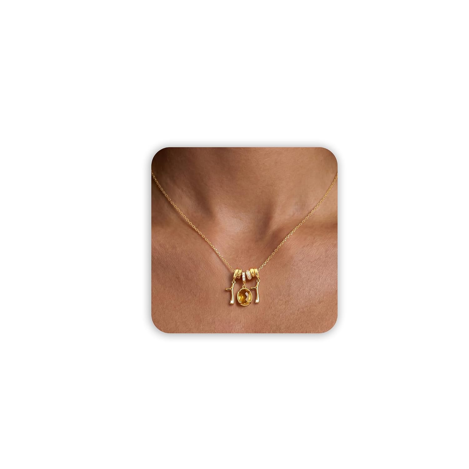 Freekiss Personalized Number Necklace with Birthstone, 14K Gold Plated Lucky Number Pendant for Women Men, Dainty Gold Jewelry, Meaningful Anniversary Birthday or Sports Fan... - Image 8
