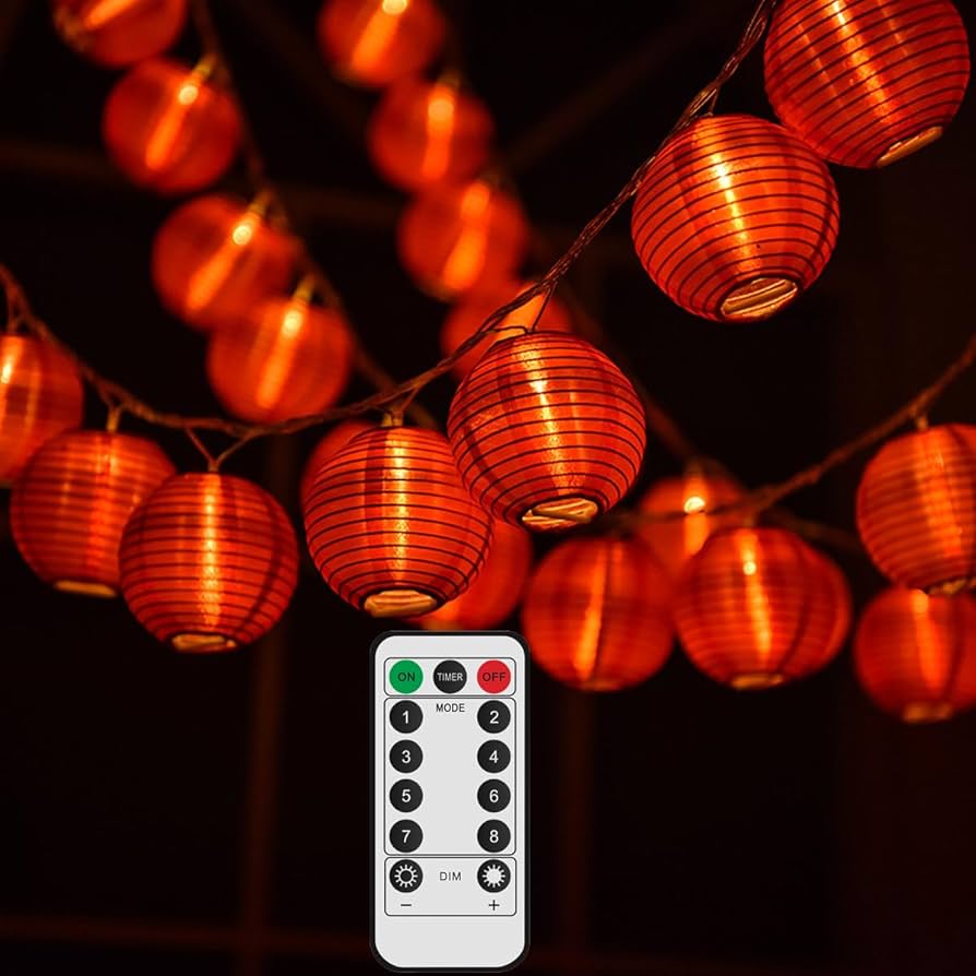 mi*♬︎*.　0218 Amazon.com: Dreamworth Red Lantern String Lights 19.6ft/6m