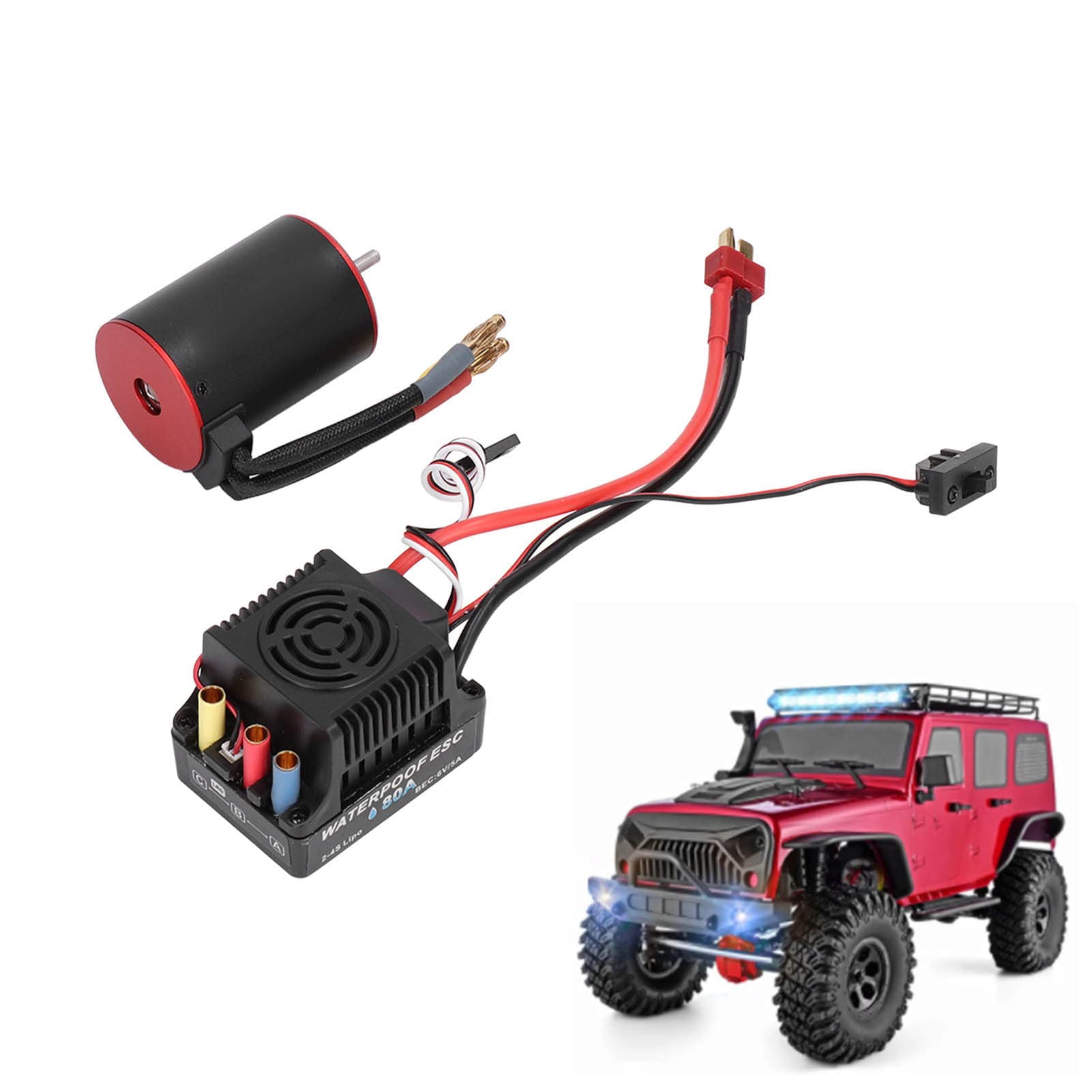 Changor 3650 3100KV Bezszczotkowy Silnik 80A ESC Wodoodporny Elektryczny Regulator do Zestawu Samochodowego 1/8 1/10 RC