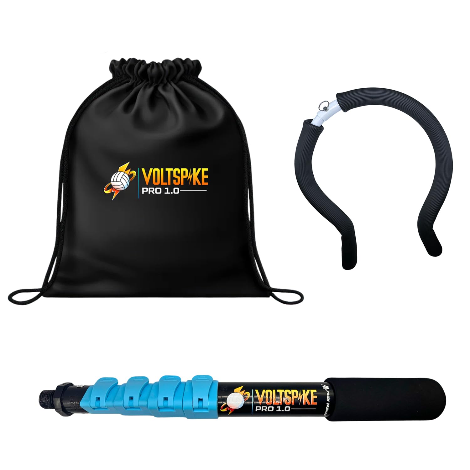 Spike Trainer – Entraîneur de volley-ball avec crochet à balle et perche réglable de 45,7 à 139,7 cm – Équipement d'entraînement à crampons de volleyball – Crochet flexible compatible avec